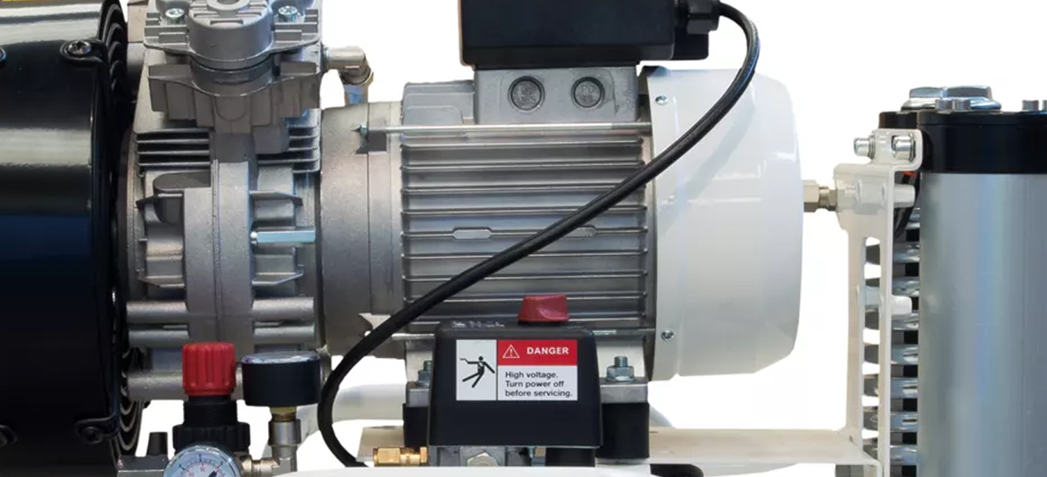 A zoomed in shot of a screw compressor